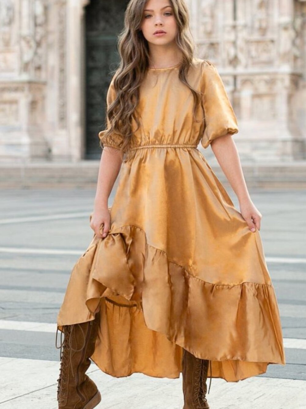 Joyfolie Mia Joy Girl’s Gabriella Dress in Gold Size 10